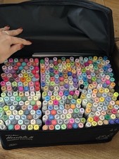 OHUHU Honolulu B 320 Brush & Fine Dual tip Alcohol Markers Set with Storage Bag