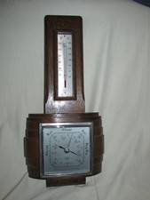 Vintage BAROMETER THERMOMETER Oak Case SB Instruments