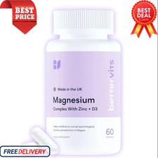 Bettervits Magnesium Glycinate Complex Citrate, Zinc & Vitamin-D3 60 Caps UK!