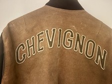 Chevignon Authentic Vintage Leather  Spell out varsity jacket stunning piece
