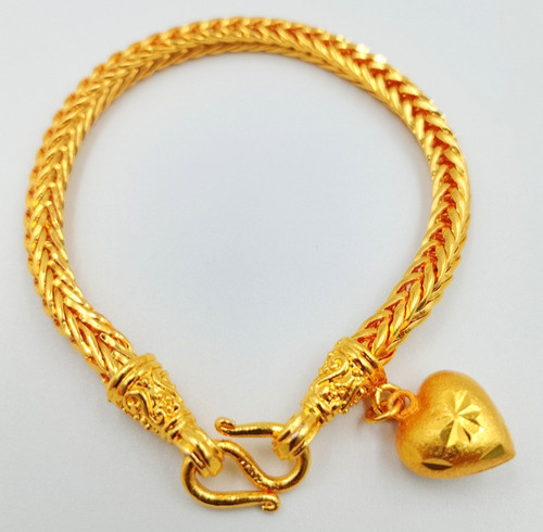 Heart link bracelet 23k - heart,