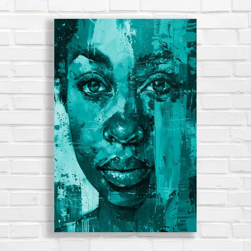 Vibrant abstract face teal - face,