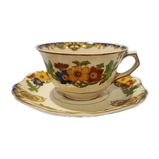 Vtg Maddock England Royal Ivory China Minerva Teacup & Saucer Floral #737954