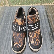 Guess Womens Leopard Print High Top Slip On Fashion Wedge Sneakers Size Uk 5