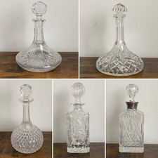 Vintage mcm cut glass decanter - mcm,
