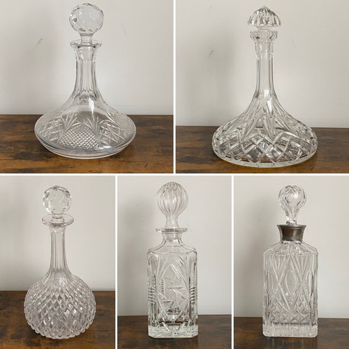 Vintage mcm cut glass decanter - cut,
