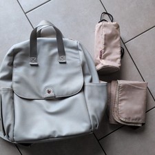 Babymel Robyn Change Bag Grey Vegan Leather With Change Mat And Bottle Holder