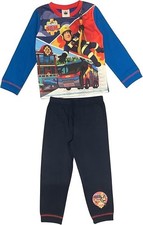 Boys Fireman Sam Pyjamas 2 Piece Set Blue Age Size 18 Months 5 Years Gift