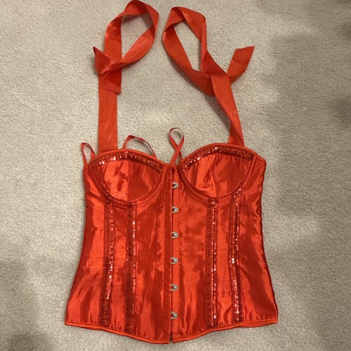 Red satin sequin - sequin, overbust