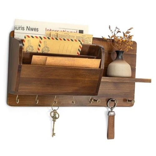 Pine wood key holder - wood, wall