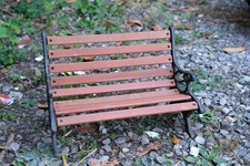 Vintage Miniature Cast Iron & Wood Slat Garden Bench 28cm x 40cm Doll Display