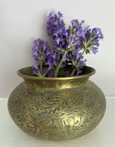 Vintage indian engraved brass - indian,