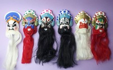 6 X Mini Chinese Opera Masks Clay Handpainted