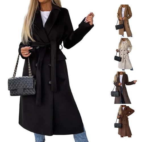 Solid color woolen coat - solid,