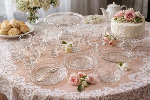 Vintage pressed glass dessert - vintage,