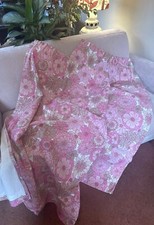 Pair Vtg St Michael Curtains 1960s Pink Flower 62 X 54 Marks Spencer Camper Van