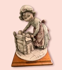 Vintage G. Armani Giuseppe Florence Girl Putting Toys to The Bed Figurine Signed