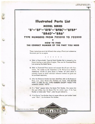 Briggs stratton 8f - &,