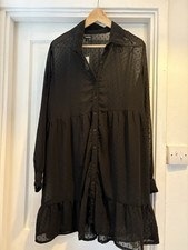 BOOHOO black dobby smock dress