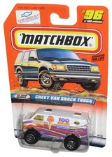 Matchbox At Your Service (1998) White & Purple Chevy Van Snack Truck Toy #96/100