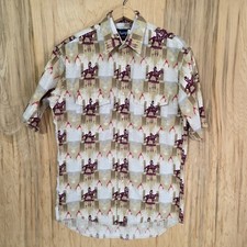 Wrangler Vintage Mens Lg Pearl Snap Western Cowboy Rodeo Print Button Up Shirt 