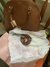 NEW WITH TAGS,  RADLEY  L.DK. BROWN LEATHER SHOULDER BAG  WITH DETACHABLE STRAP.