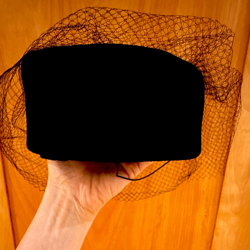 Vintage black velvet - vintage, pillbox