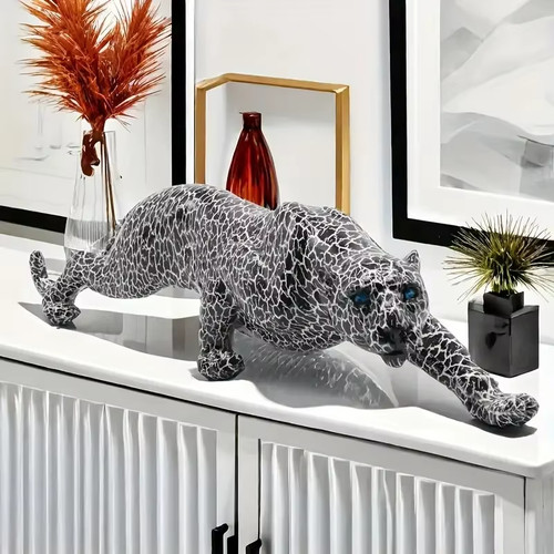Resin leopard statue modern - resin,