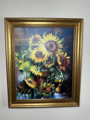 Framed sunflowers canvas print - framed,