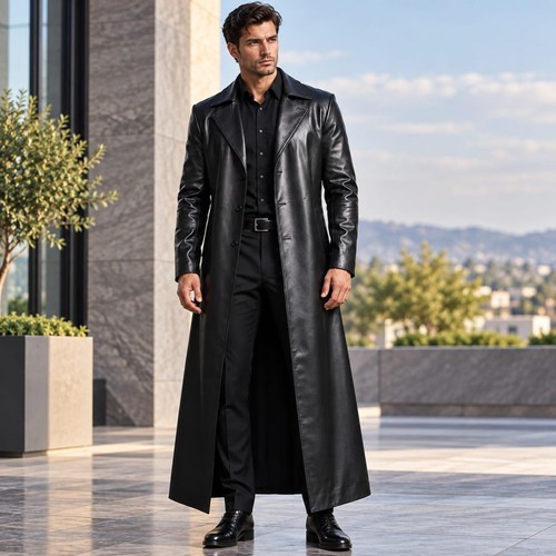 Mens genuine leather trench - genuine,