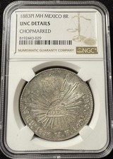 1883-Pi MH Mexico 8 Reales NGC Chopmarked UNC Details