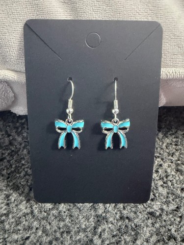 Blue bow earrings - bow,