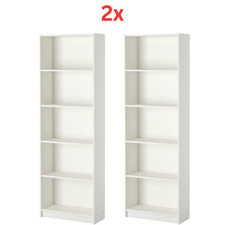 2x IKEA GERSBY Bookcase White 60x180cm Slim Tall Narrow Storage Shelf Unit Books