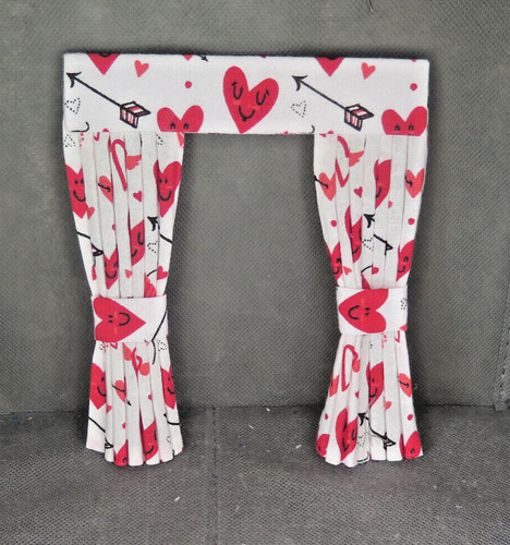 Dolls house curtains - , red