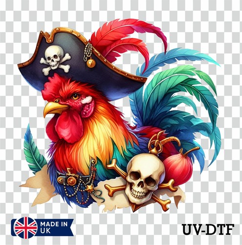 Rooster pirate dtf sticker - pirate, uv