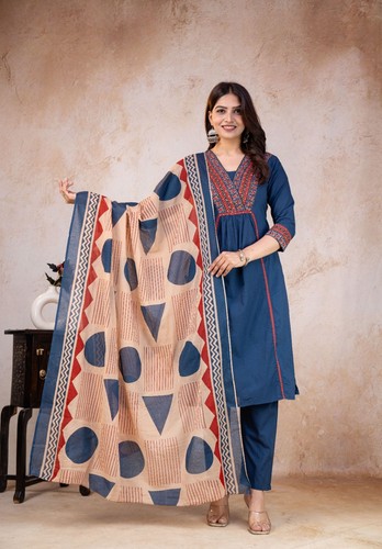 Blue salwar kameez readymade - blue,