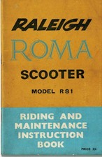 1961 Original Raleigh Roma RS1 Scooter Maintenance & instruction book USED
