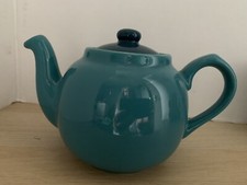 London pottery Farmhouse Filter 2 cup teapot Aqua ( Teal) With A Darker  Lid