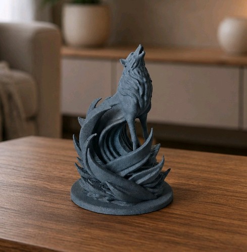 Howling wolf statue - wolf,