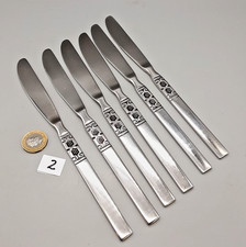 6 Vintage Mid Century Oneida Northland Artistic Stainless Dinner Knives 22cm - 2