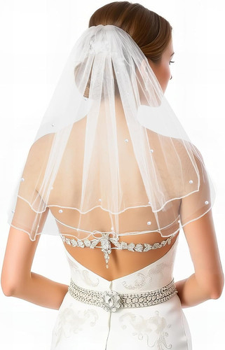 White short wedding veil - wedding,