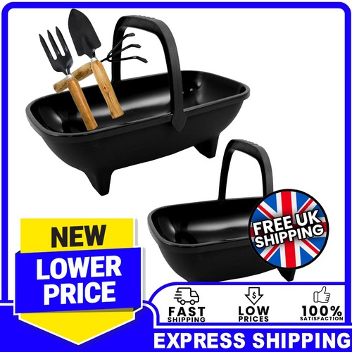Black plastic garden trug - plastic,