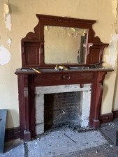 ~ ORNATE ANTIQUE OAK FIREPLACE