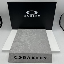 Rare Oakley Retail Store Display Stand 3 piece 8" X 12" Heavy wood + Metal Back