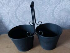 twin bucket ornate plant pot metal holder