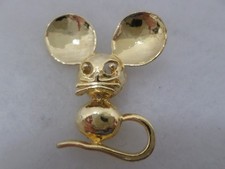 Comical Goldtone Mouse Brooch