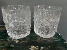 PAIR of WHITEFRIARS GLACIER LARGE WHISKY TUMBLERS  3 1/2"
