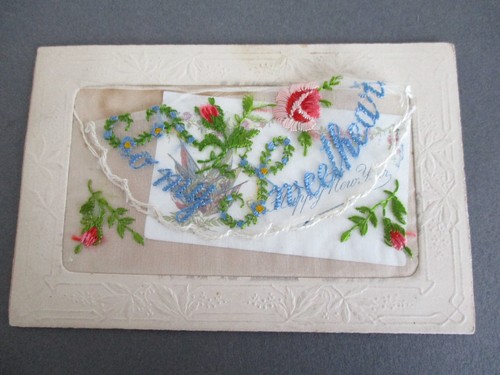 Silk embroidered french - embroidered, old