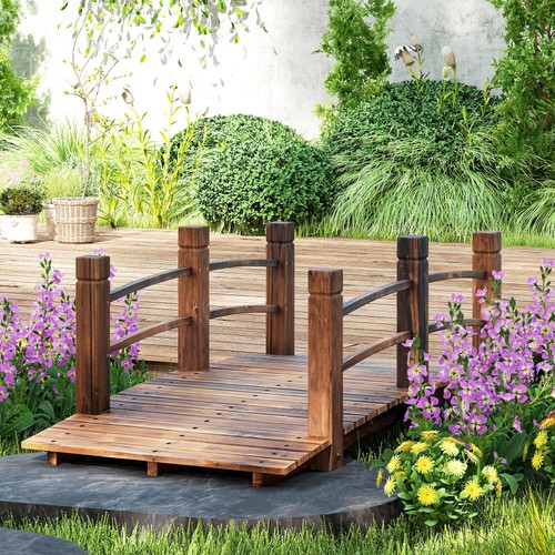 Wooden garden bridge lawn - garden,