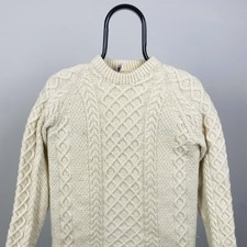 VTG WENDEN HANDKNITS NEW ZEALAND Pure Virgin Wool ARAN Knit Sweater Mens Small